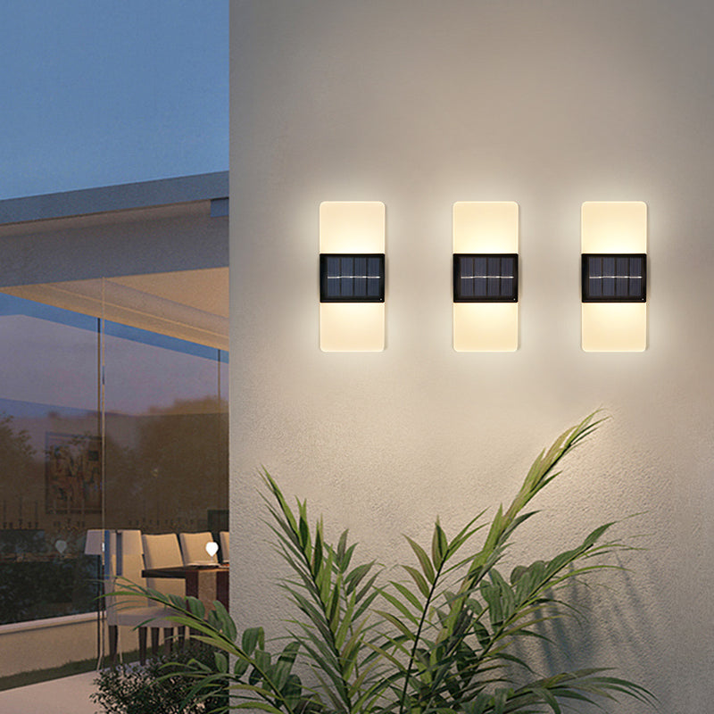 Acrylic Up & Down Solar Wall Light - Set of 2 ( Warm White + White )