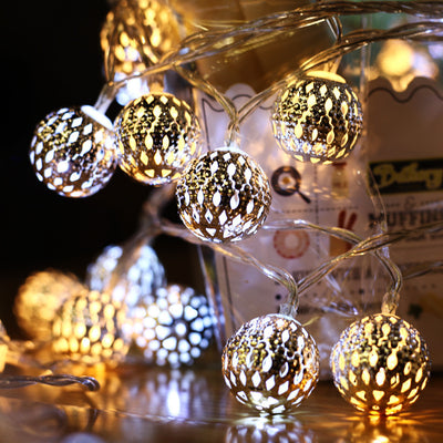 Moroccan String Lights Battery Powered Golden LED Globe String Lights