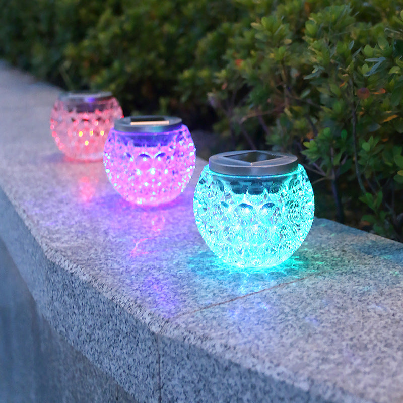 Solar Wishing Glass Ball Decking Light - Set of 4