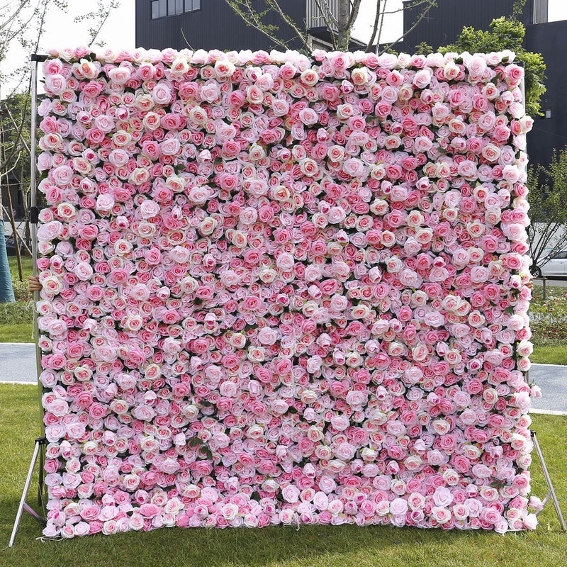 Pink Roses Light Pink Roses Cloth Roll Up Flower Wall Fabric Hanging Curtain Plant Wall Event Party Wedding Backdrop