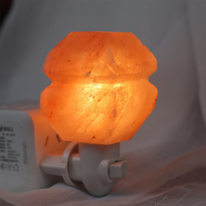 Plug In Salt Night Light, Mini Hand Carved Himalayan Tower Salt Light