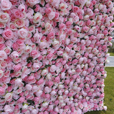 Pink Roses Light Pink Roses Cloth Roll Up Flower Wall Fabric Hanging Curtain Plant Wall Event Party Wedding Backdrop