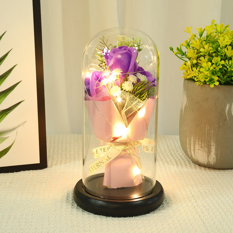 Forever Preserved Rose In Glass Dome, Flower Night Light