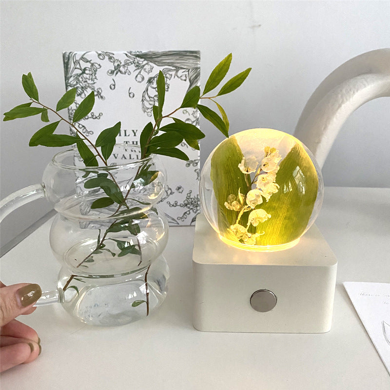 Crystal Ball, Flower Night Light, Herbarium Night Light