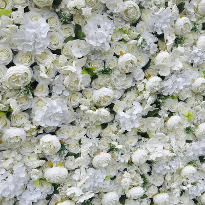 White Rose Peony Hydrangea Cloth Roll Up Flower Wall Fabric Hanging Curtain Plant Wall Event Party Wedding Backdrop
