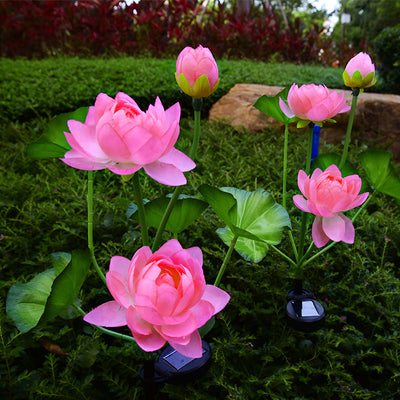 Solar Garden Light, Solar Lotus Light, Solar Garden Decoration - Set Of 2