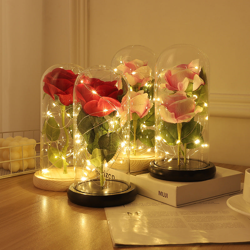 Forever Preserved Rose In Glass Dome, Flower Night Light