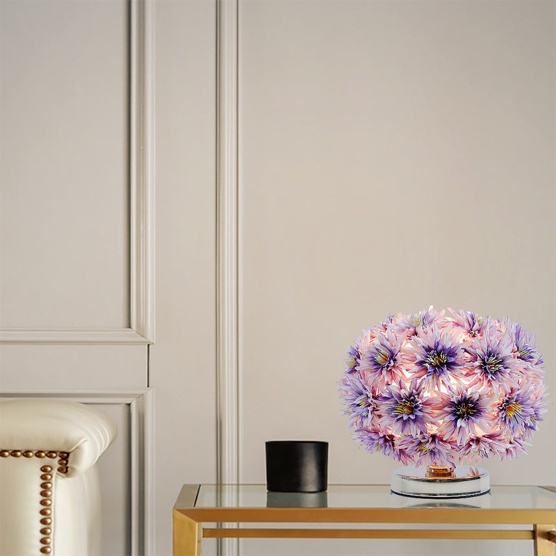 Chrysanthemum Flower Table Light With Crystal, Table Night Light