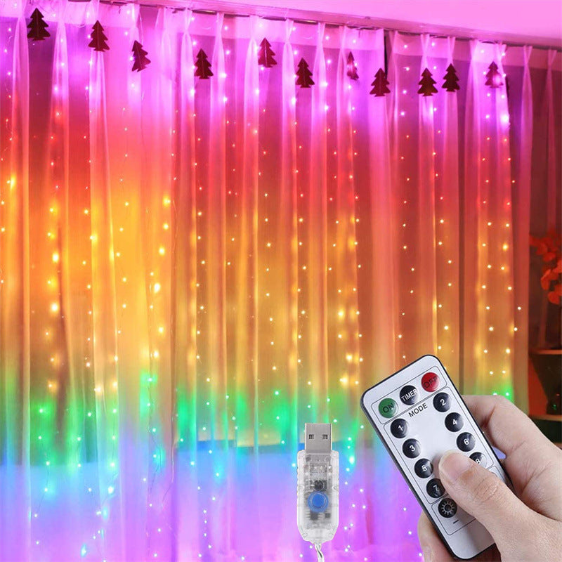 Rainbow Color Window Curtain String Light Fairy Lights