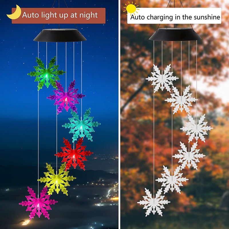 Solar Garden Light, Solar Snowflake Wind Chimes, Solar Garden Decoration