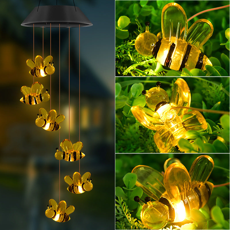 Solar Garden Light, Solar Bee Wind Chimes, Solar Garden Decoration