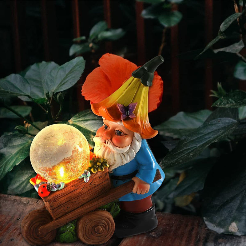 Solar Trolley Dwarf Magic Ball Ornament, Solar Christmas Light, Solar Garden Decoration