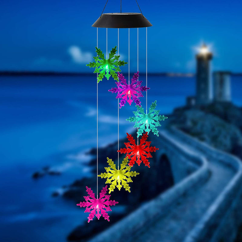 Solar Garden Light, Solar Snowflake Wind Chimes, Solar Garden Decoration