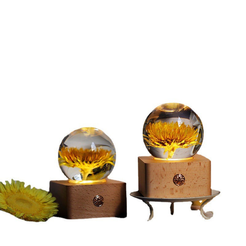 Crystal Ball, Sunflower Night Light, Herbarium Night Light