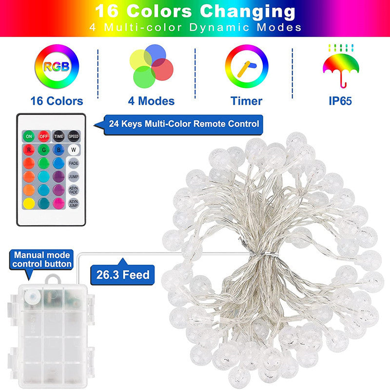 Color Changing Crystal Bubble Ball String LED Fairy Light with Remote Control