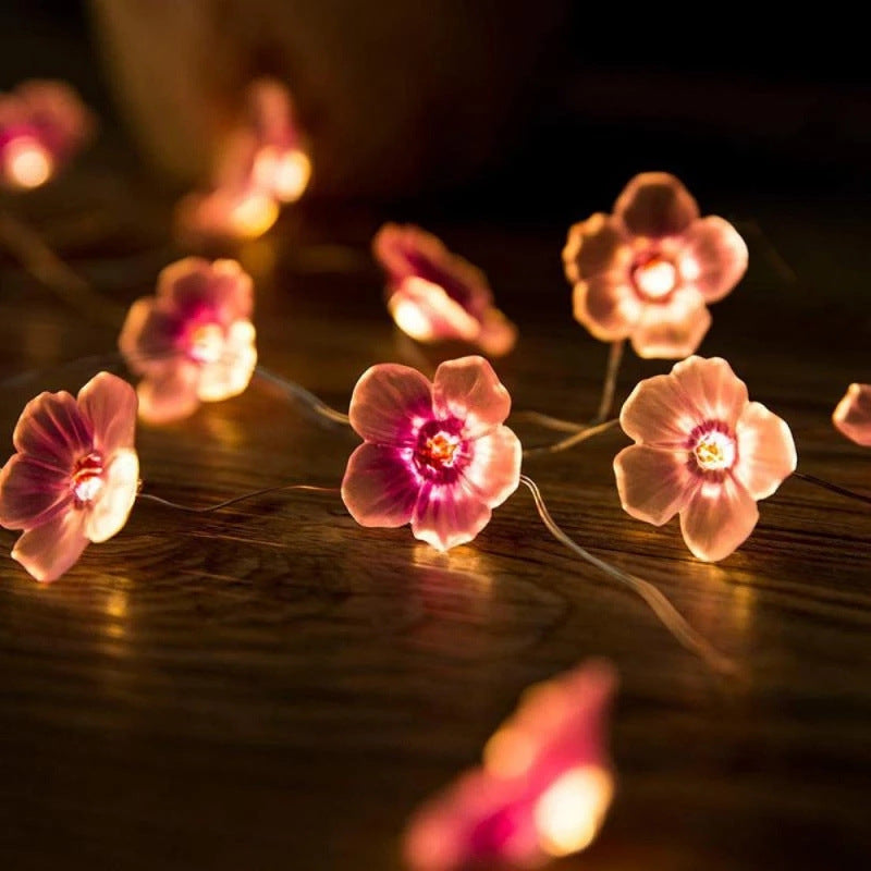 Cherry Blossom Flower String Lights Pink Fairy Lights for Girl Bedroom