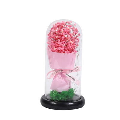 Forever Preserved Gypsophila In Glass Dome, Flower Night Light