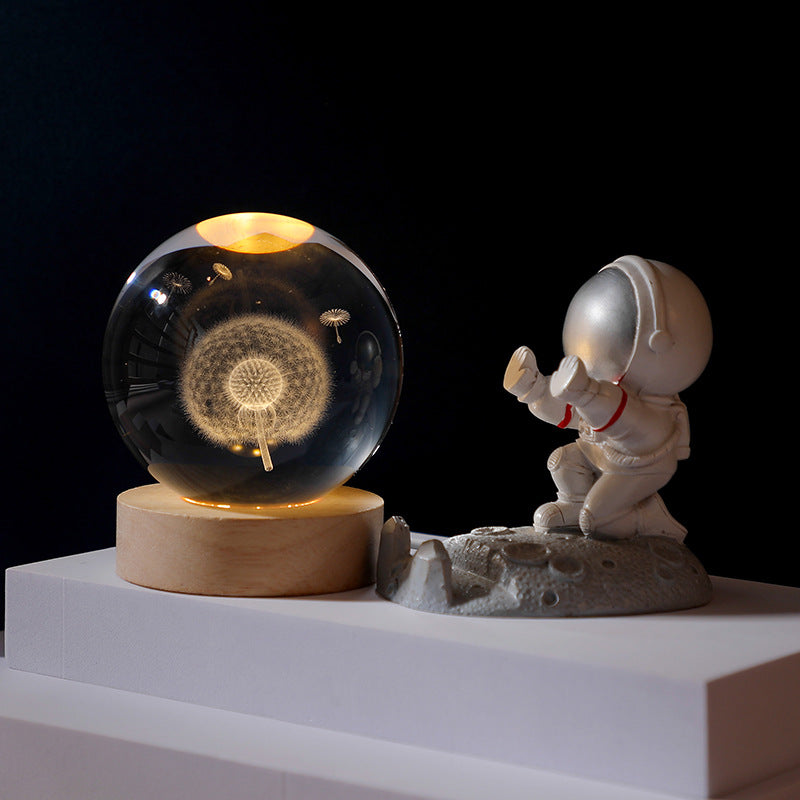 Crystal Ball, Dandelion Night Light With Astronaut