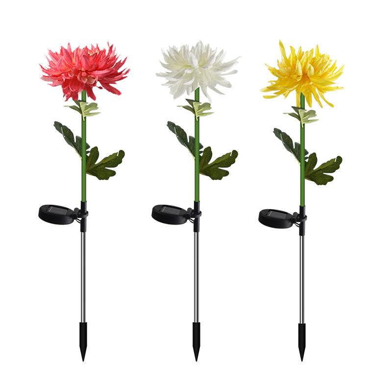 Solar Garden Light, Solar Chrysanthemum Flower Light, Solar Garden Decoration - Set Of 2