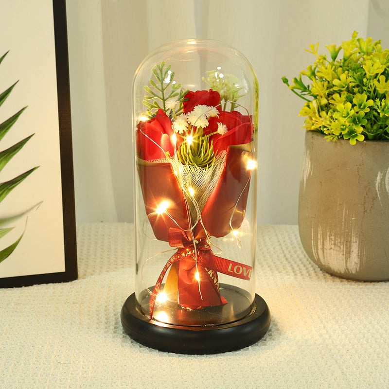 Forever Preserved Rose In Glass Dome, Flower Night Light