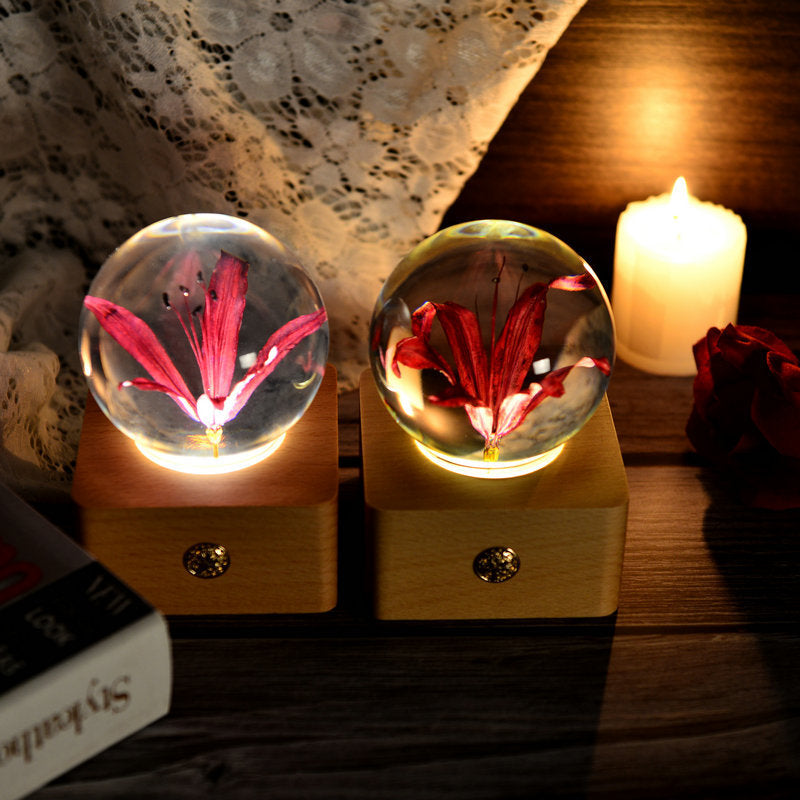 Crystal Ball, Flower Night Light, Herbarium Night Light