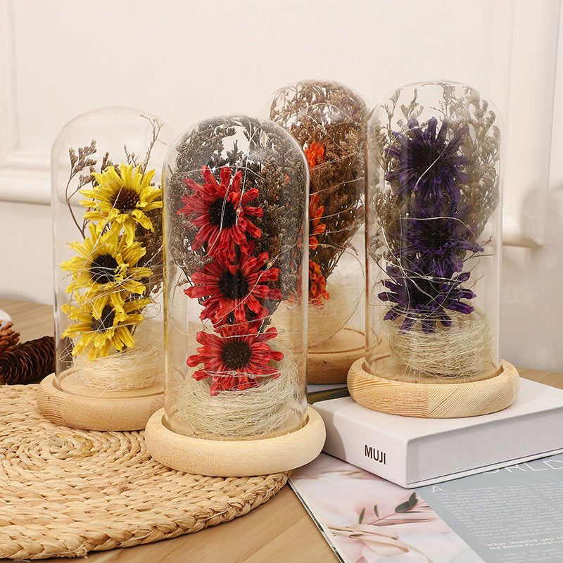 Forever Preserved Sunflower In Glass Dome, Flower Night Light