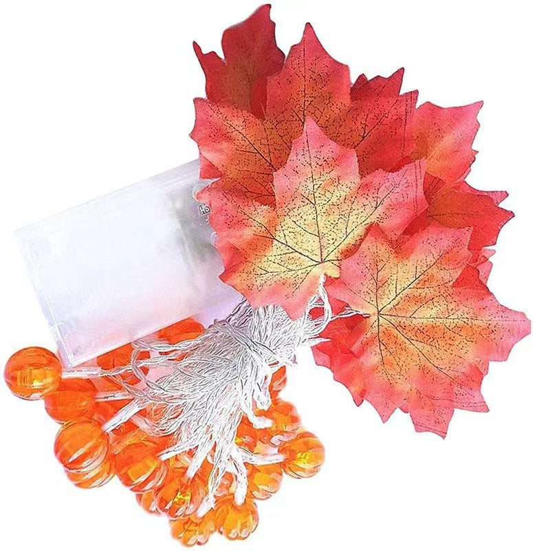 Fall Maple Pumpkin String Lights, Halloween Pumpkins Lights