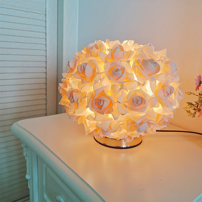 Rose Flower Table Light With Crystal, Table Night Light