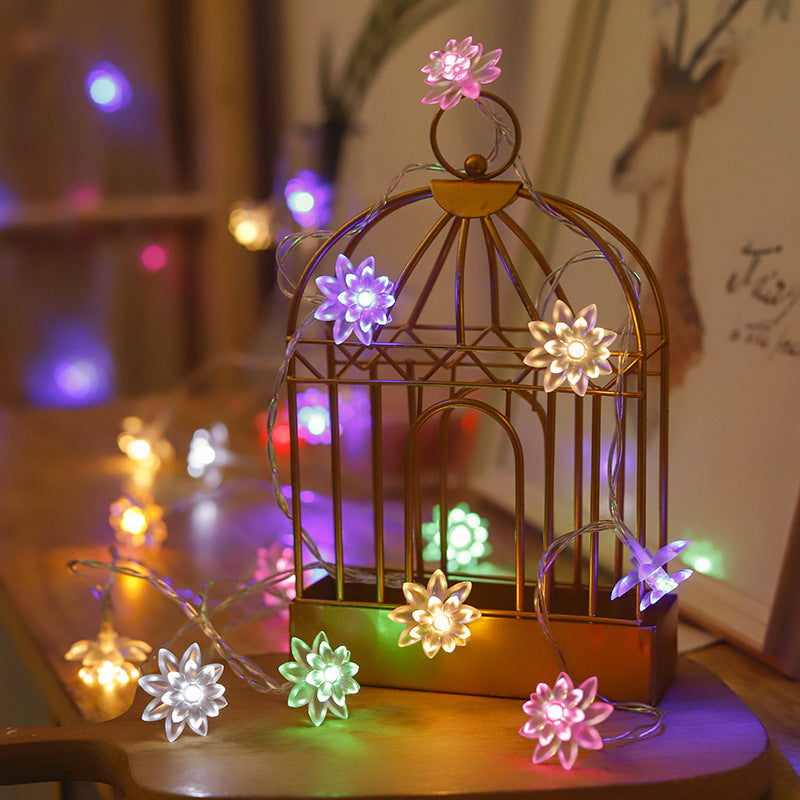 Lotus Flower Fairy Lights String Lights, USB & Battery Powered Fairy Lights