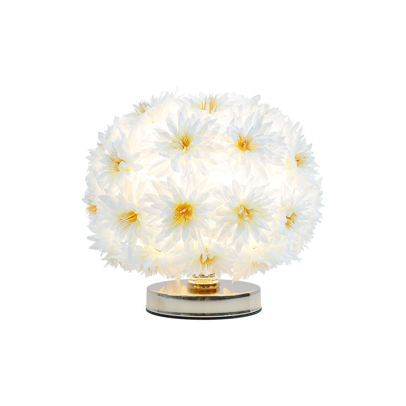 Chrysanthemum Flower Table Light With Crystal, Table Night Light