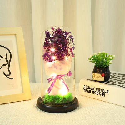 Forever Preserved Gypsophila In Glass Dome, Flower Night Light