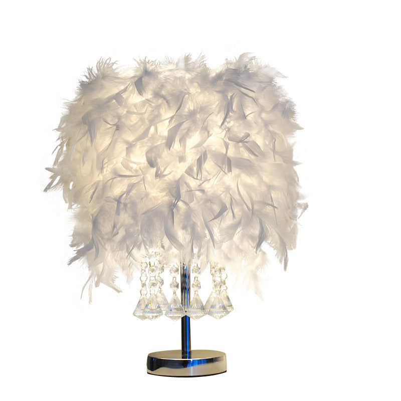 Feather Table Light With Crystal, Table Night Light