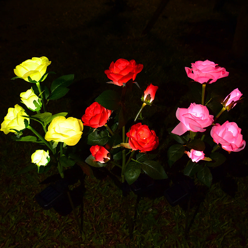 Solar Garden Light, Solar Rose Flower Light, Solar Garden Decoration - Set Of 2