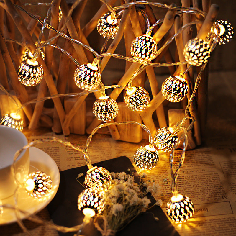 Moroccan String Lights Battery Powered Golden LED Globe String Lights