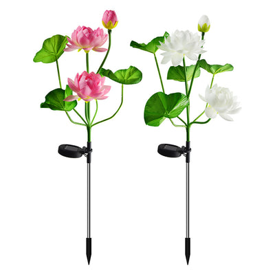 Solar Garden Light, Solar Lotus Light, Solar Garden Decoration - Set Of 2