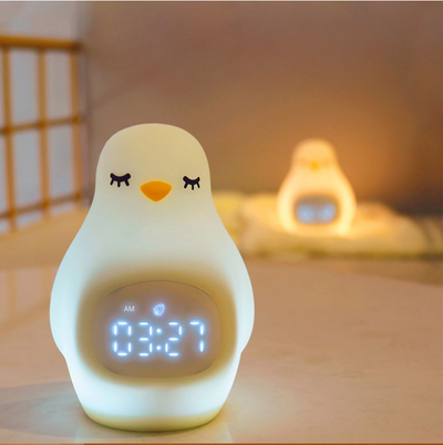 Penguin Night Light, Cute Kids Alarm Clock, Dimmable Night Light