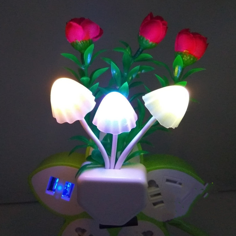 Plug In Night Light, Mini Hand Flower Night Light