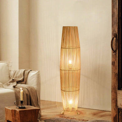 Rattan Floor Lamp, Japanese Bedroom Light, Living Room Light