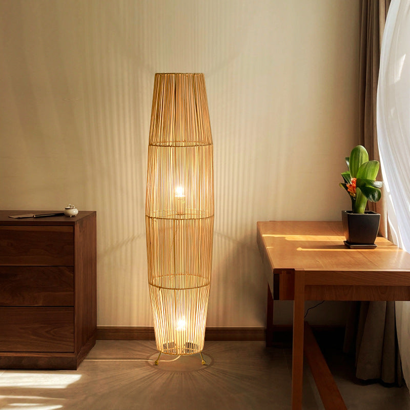 Rattan Floor Lamp, Japanese Bedroom Light, Living Room Light