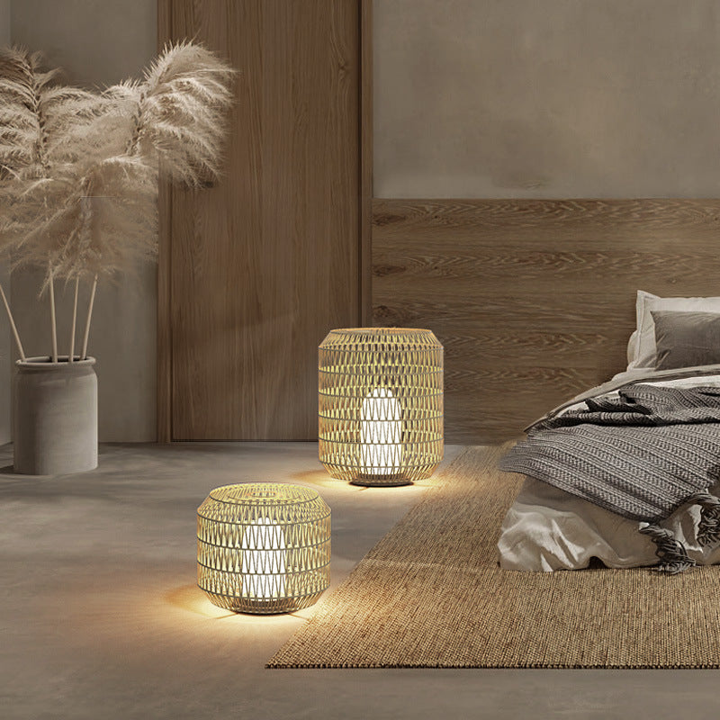 Rattan Floor Lamp, Reading Light, Living Room Light