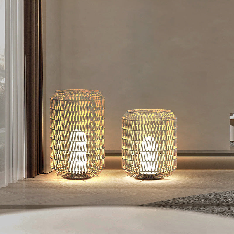 Rattan Floor Lamp, Reading Light, Living Room Light