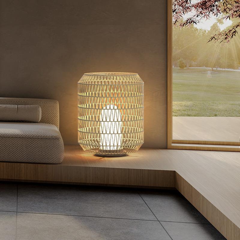 Rattan Floor Lamp, Reading Light, Living Room Light