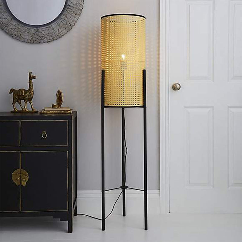 Rattan Tripod Floor Lamp, Living Room Light, Dining Room Light