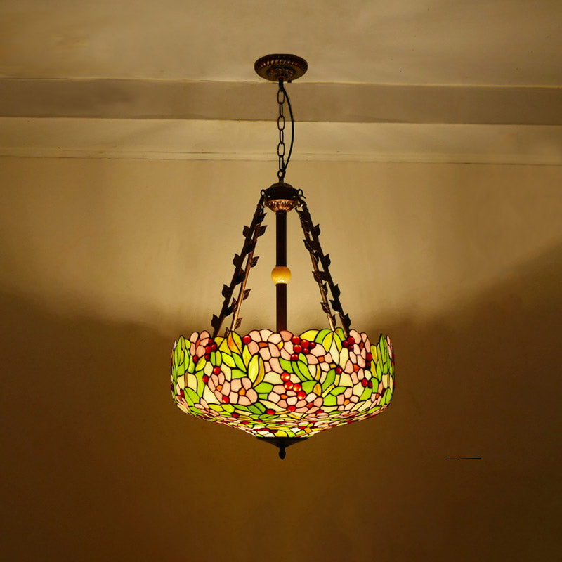 Retro Glass Tiffany Lamp, Pendant Light, Living Room Light