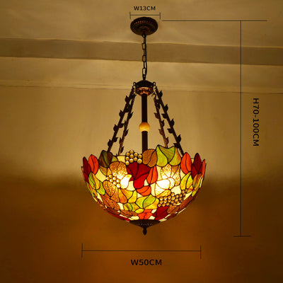 Retro Glass Tiffany Lamp, Pendant Light, Living Room Light