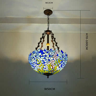 Retro Glass Tiffany Lamp, Pendant Light, Living Room Light