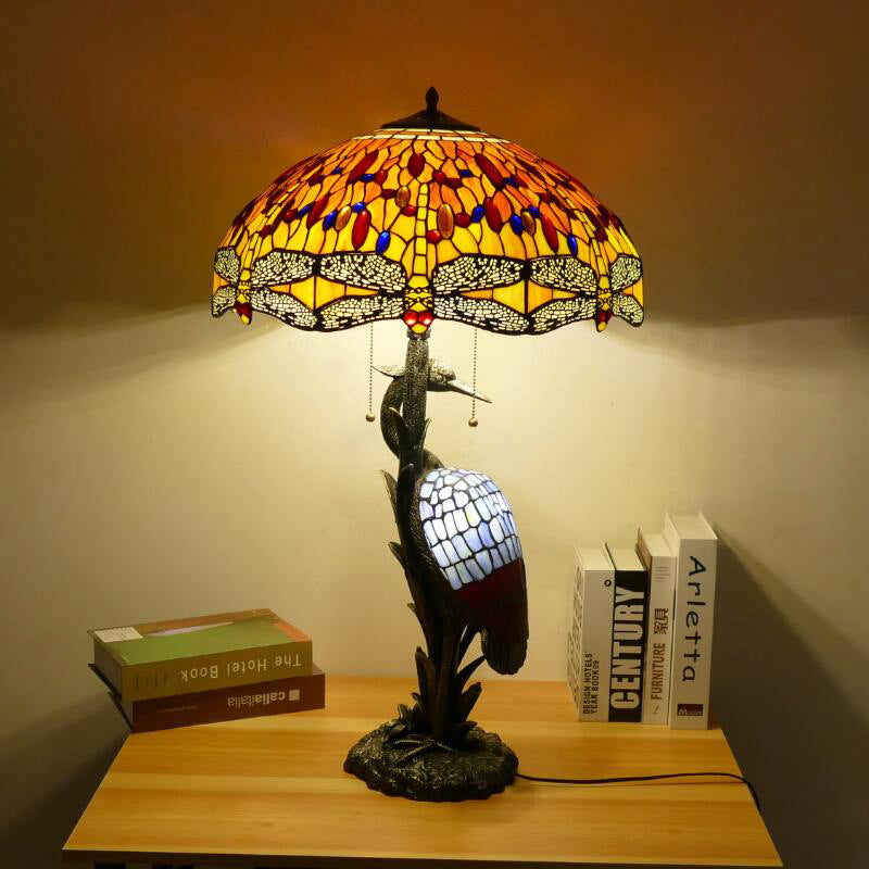 Retro Tiffany Table Lamp, Glass Bedroom Light, Living Room Light