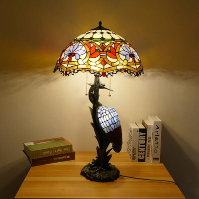 Retro Tiffany Table Lamp, Glass Bedroom Light, Living Room Light