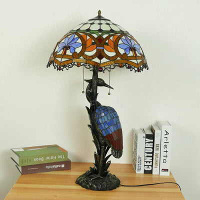 Retro Tiffany Table Lamp, Glass Bedroom Light, Living Room Light