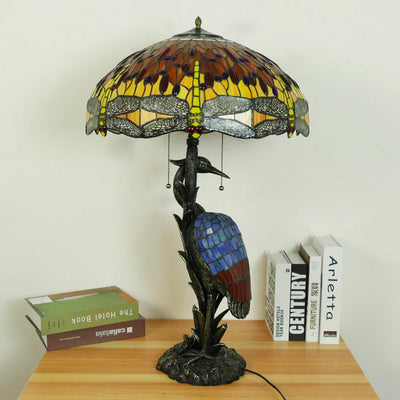 Retro Tiffany Table Lamp, Glass Bedroom Light, Living Room Light